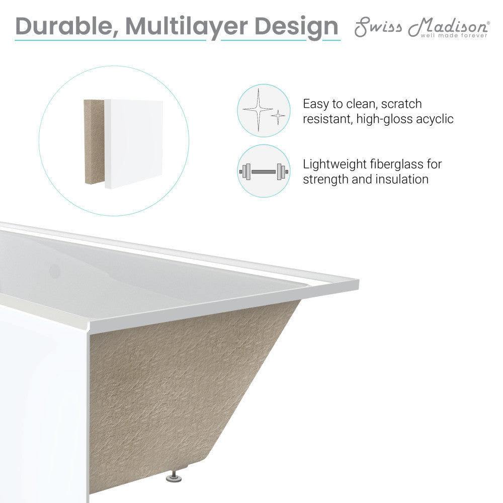 Swiss Madison Voltaire 60" x 30" Left-Hand Drain Alcove Bathtub with Apron | SM-AB593