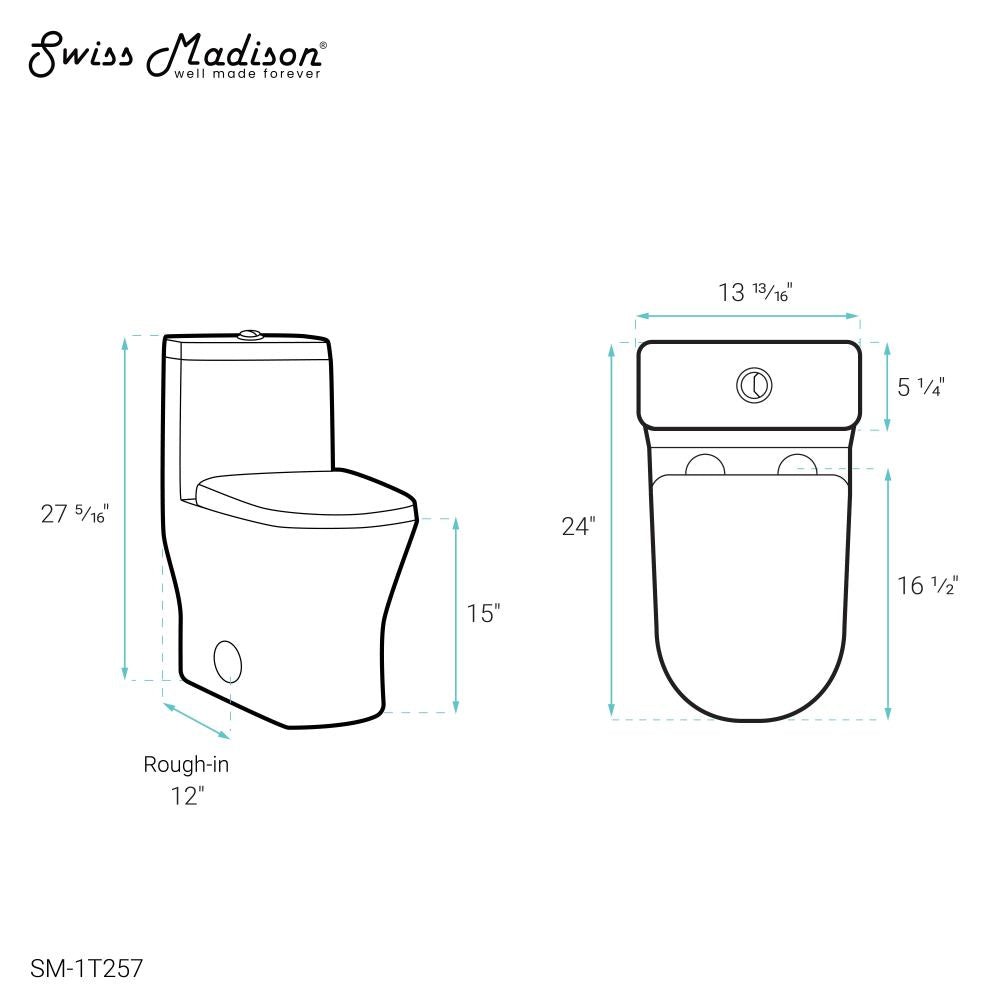 Swiss Madison Sublime II One-Piece Round Toilet Dual-Flush 1.1/1.6 gpf | SM-1T257