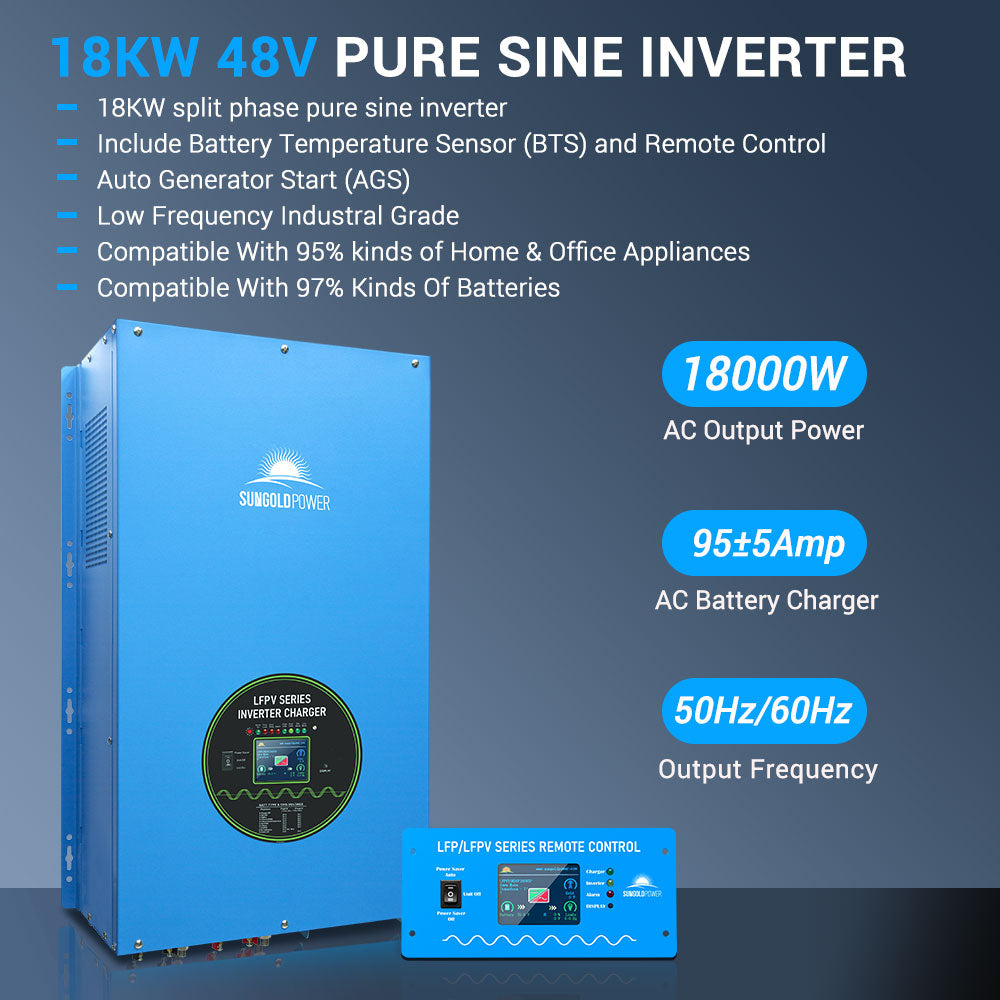 SunGold Power 48V Split Phase Pure Sine Wave Inverter Charger | 18,000W Output