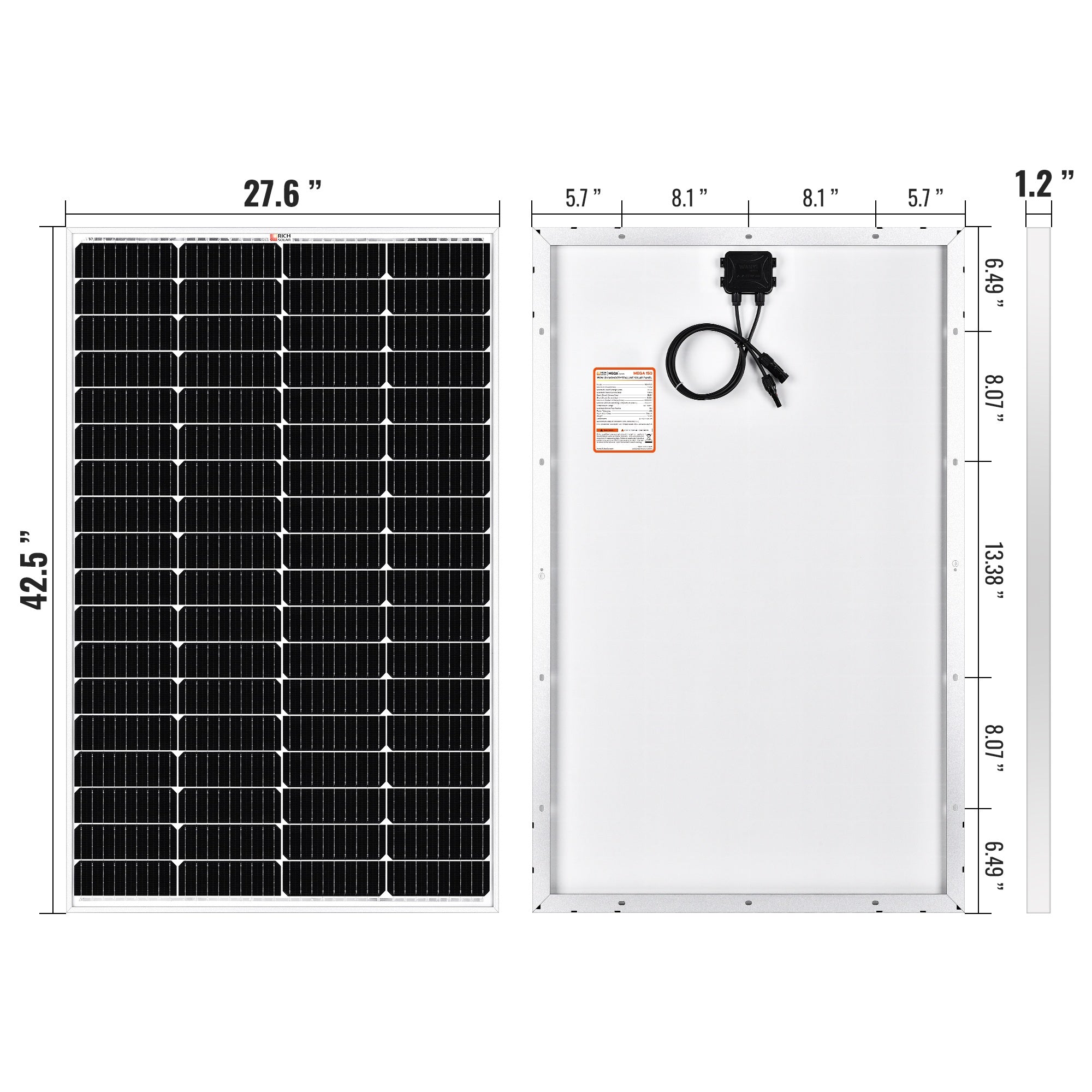 Rich Solar MEGA 150 Monocrystalline Solar Panel | 150W | UL Certified | 25 Year Warranty