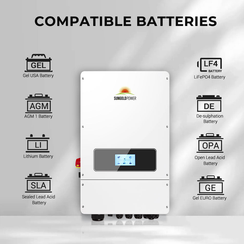 SunGold Power 48V Split Phase Hybrid Inverter | 10,000W Output | UL Rated | 5 Year Warranty