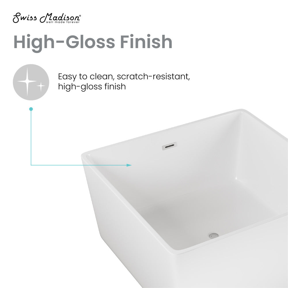 Swiss Madison Voltaire 47" Square Freestanding Bathtub | SM-FB581