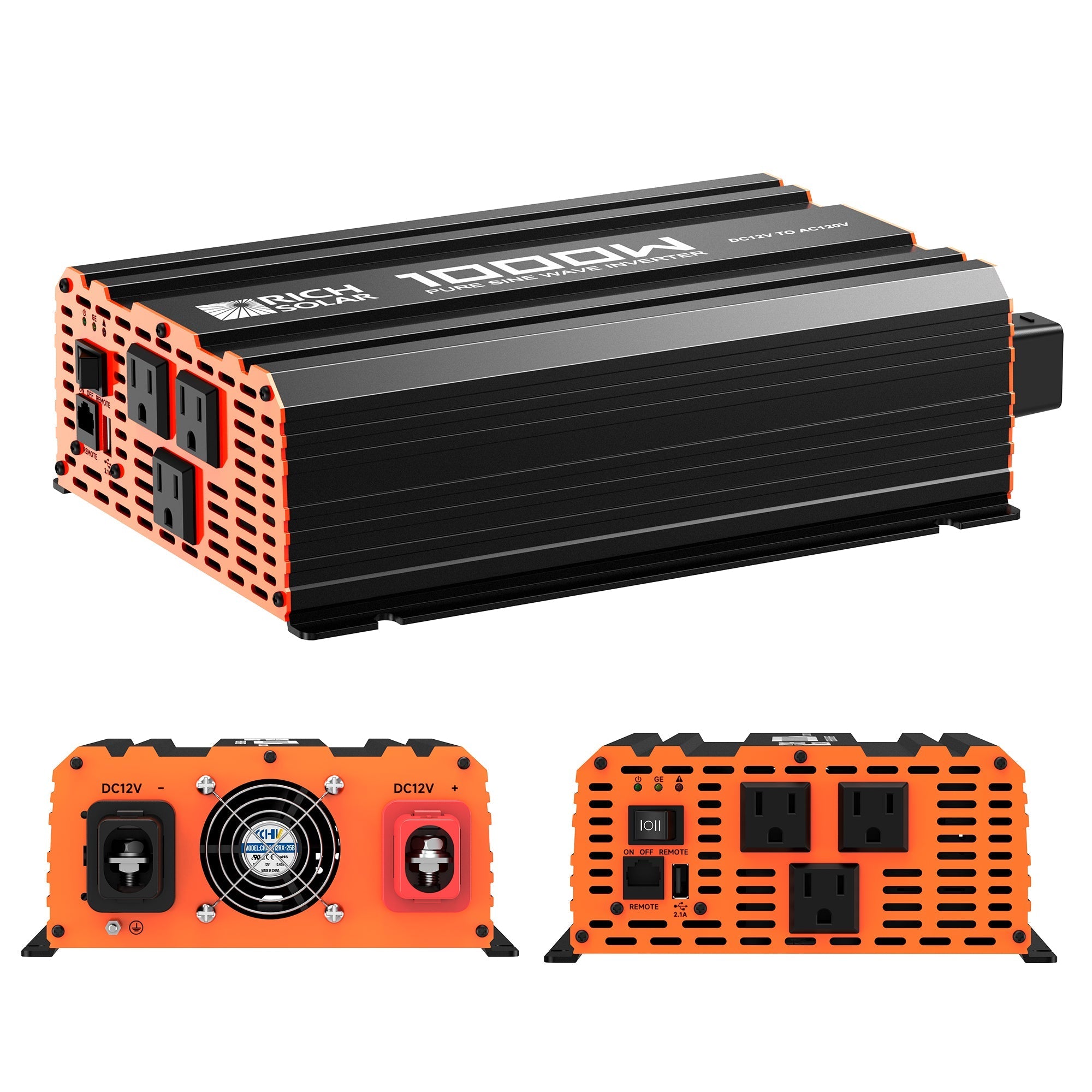 Rich Solar 12 Volt Industrial Pure Sine Wave Inverter | 1,000W Output