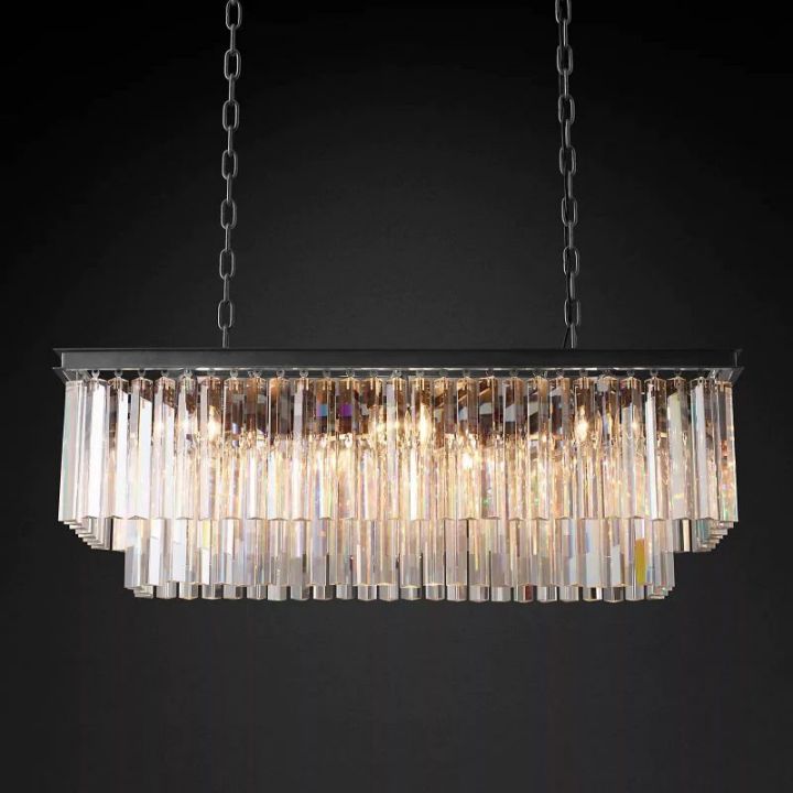 1920s Art Deco Rectangular Chandelier 40"