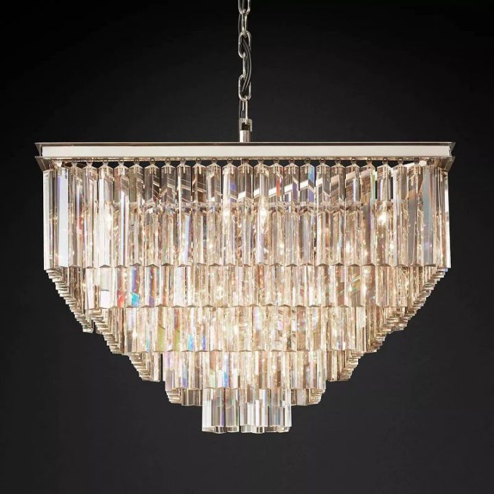 1920s Art Deco Square Chandelier 34"