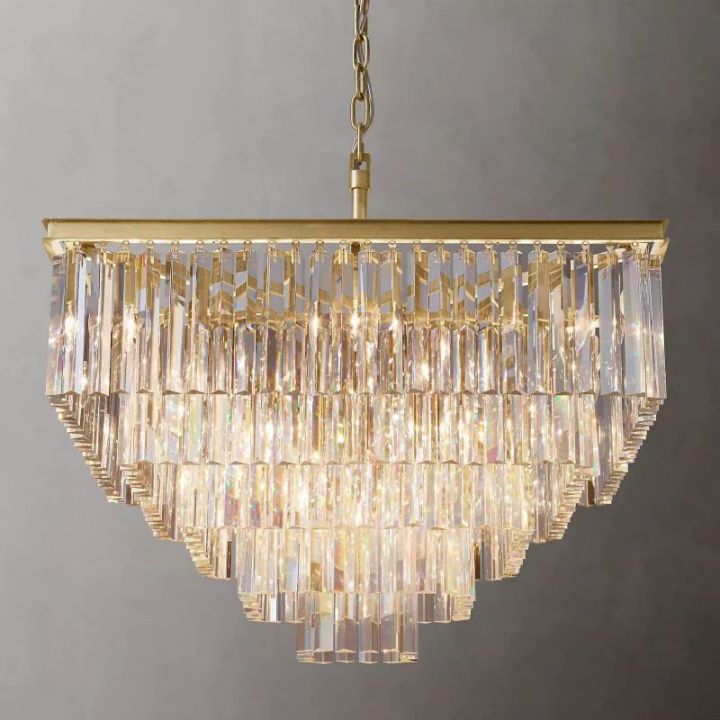 1920s Art Deco Square Chandelier 34"