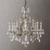 19th C. Rococo Iron & Crystal Round Chandelier 28