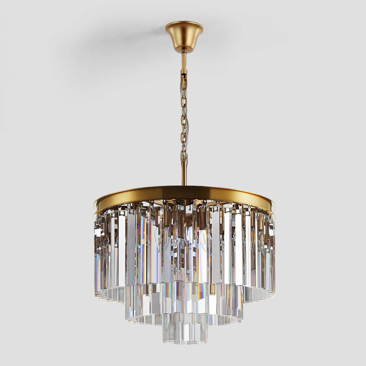 Falria Multi-Tier Clear/Smoke Crystal Round Chandelier