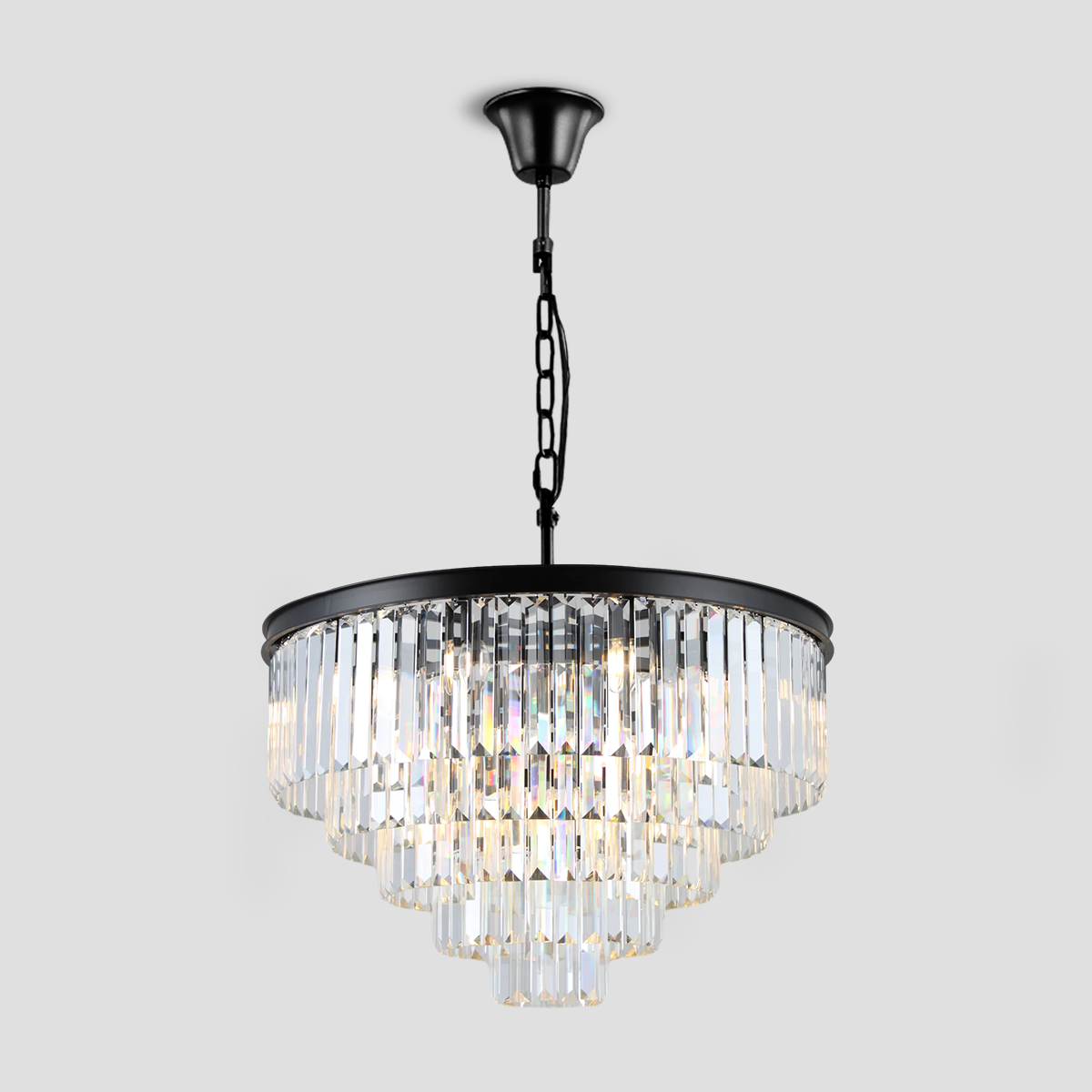 Falria Multi-Tier Clear/Smoke Crystal Round Chandelier