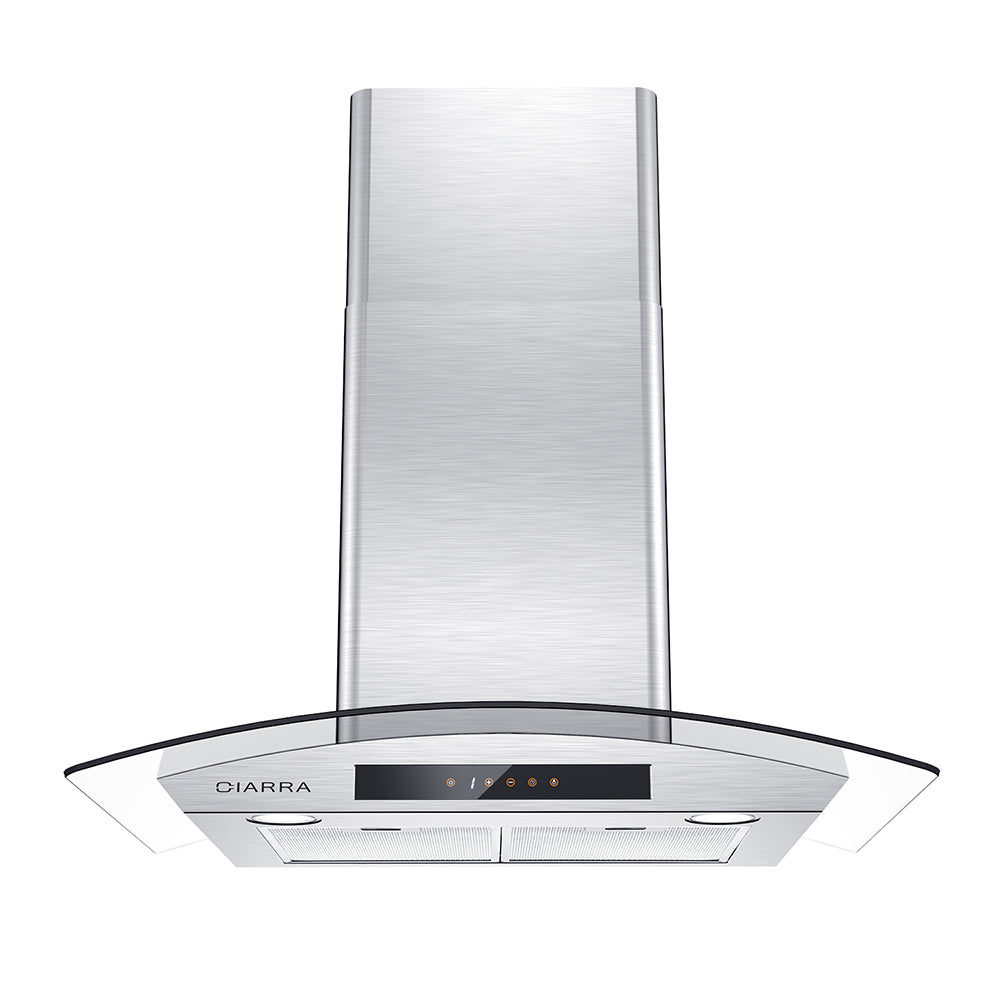 CIARRA 30" 450 CFM Wall Mount Convertible Range Hood in Stainless Steel with Touch Controls and LED Lights