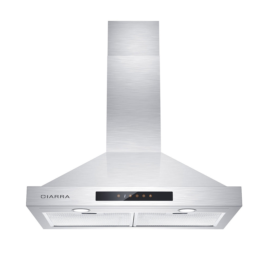 CIARRA 30" 450 CFM Wall Mount Convertible Range Hood in Stainless Steel with Voice and Touch Controls