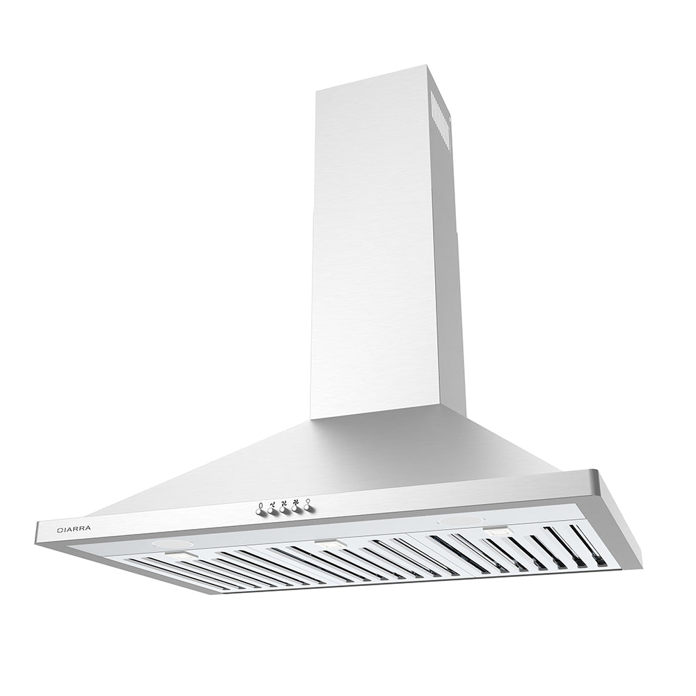 CIARRA 30" 450 CFM Wall Mount Convertible Range Hood in Stainless Steel with LED Lights