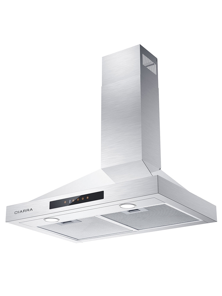 CIARRA 30" 450 CFM Wall Mount Convertible Range Hood in Stainless Steel with Voice and Touch Controls