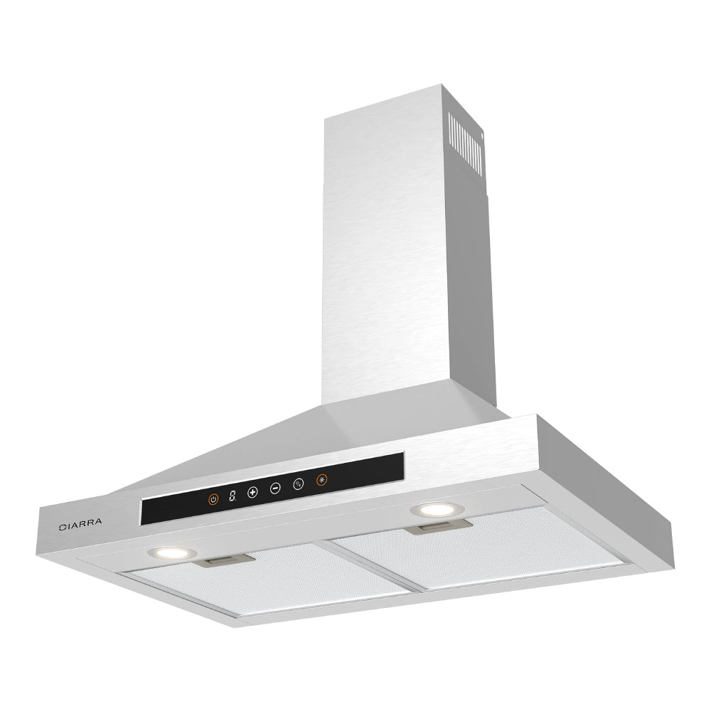 CIARRA 30" 450 CFM Wall Mount Convertible Smart Range Hood in Stainless Steel with Voice and Touch Controls