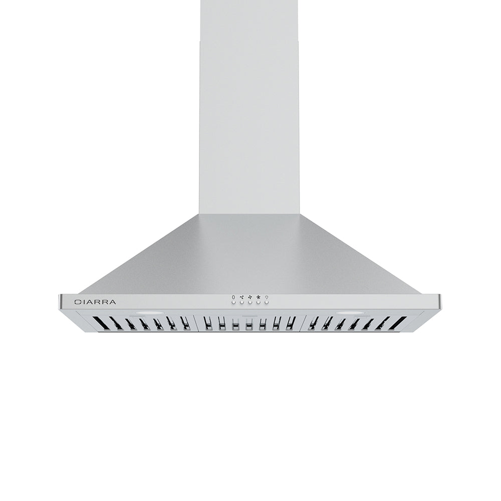 CIARRA 30" 450 CFM Wall Mount Convertible Range Hood in Stainless Steel with LED Lights