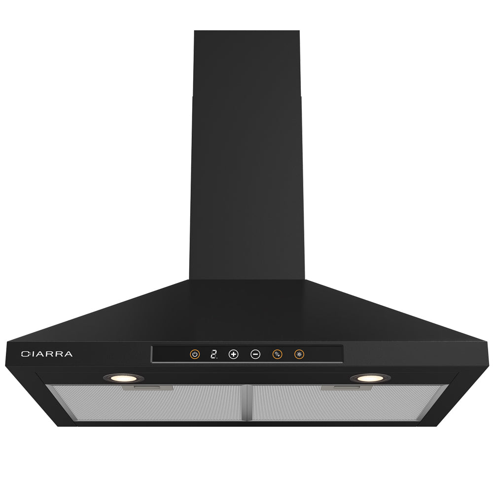 CIARRA 30" 450 CFM Wall Mount Convertible Smart Range Hood in Black with Voice and Touch Controls