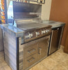 KoKoMo Grills Elite 6' BBQ Island With Built In BBQ Grill Drift Wood Look Siding 30 Inch Doors