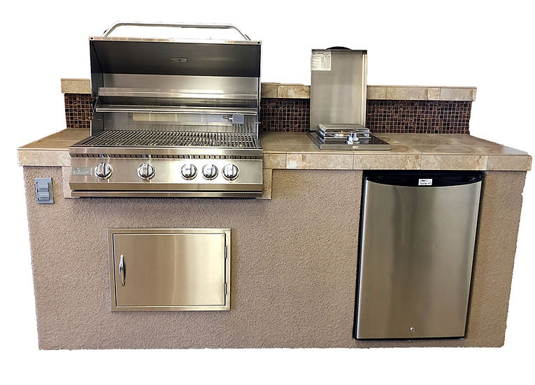 KoKoMo Grills Bali 7'6" Island with Backsplash and Built in BBQ Grill