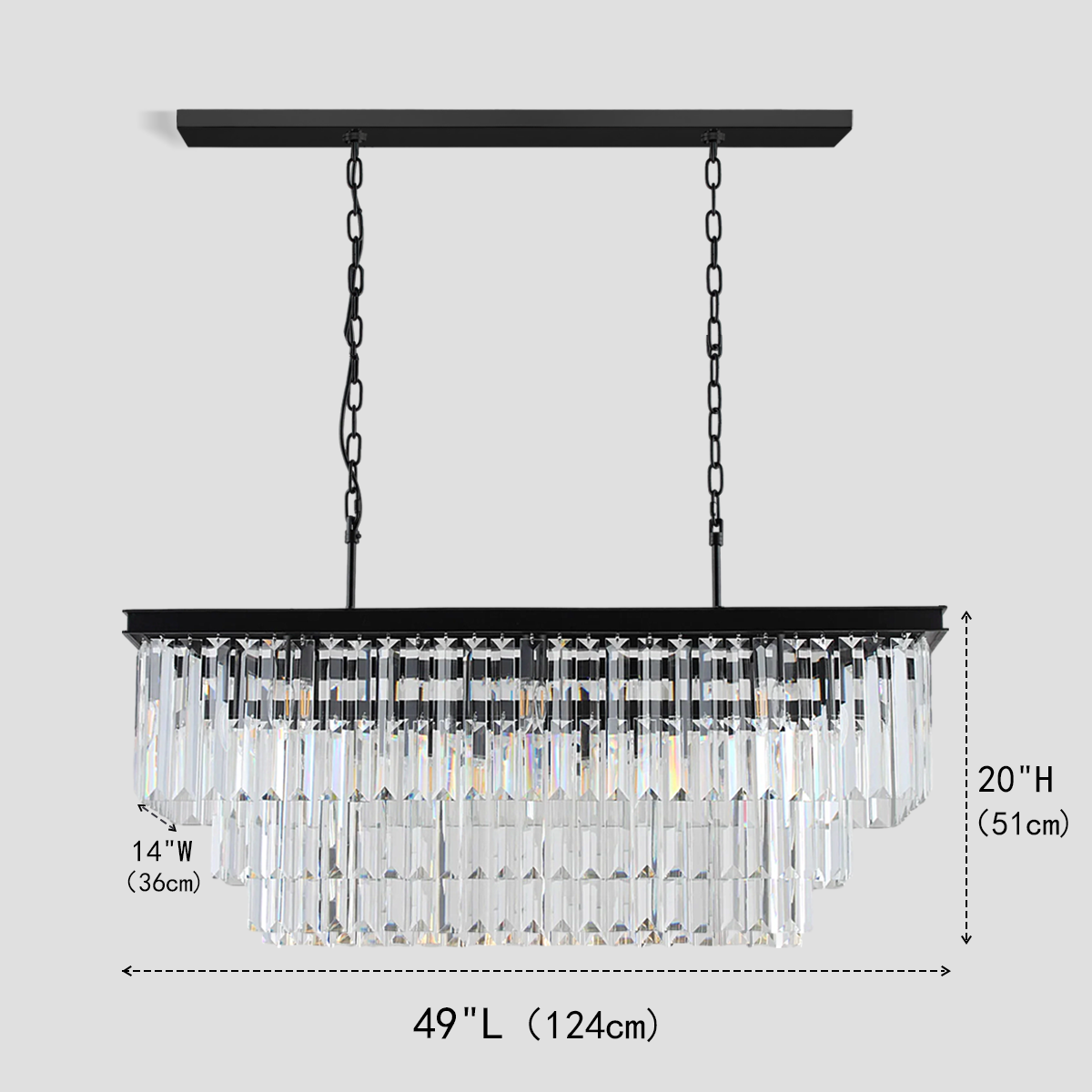 Falria 3-Tier Crystal Rectangular Chandelier