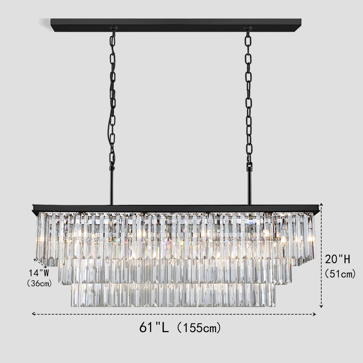 Falria 3-Tier Crystal Rectangular Chandelier