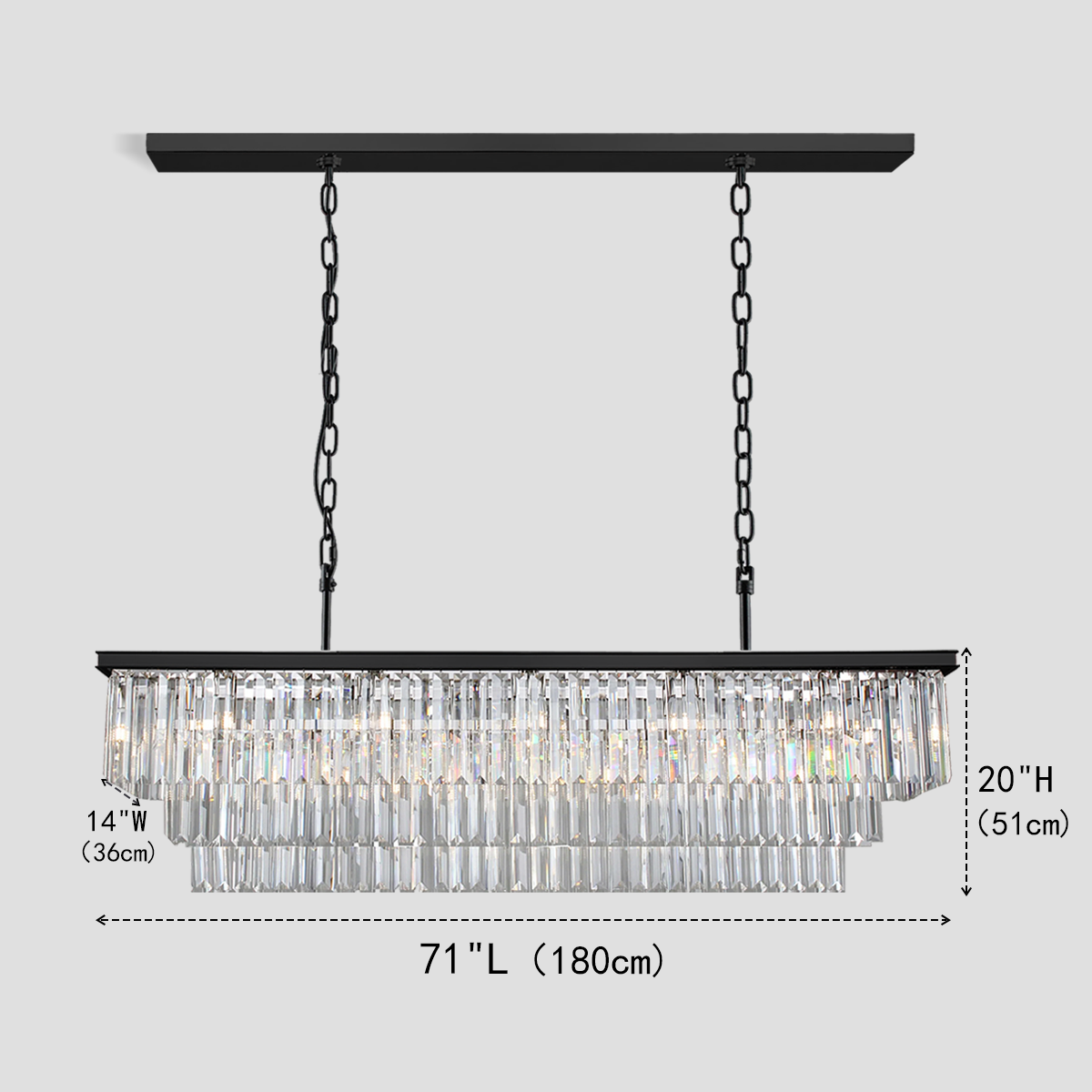 Falria 3-Tier Crystal Rectangular Chandelier