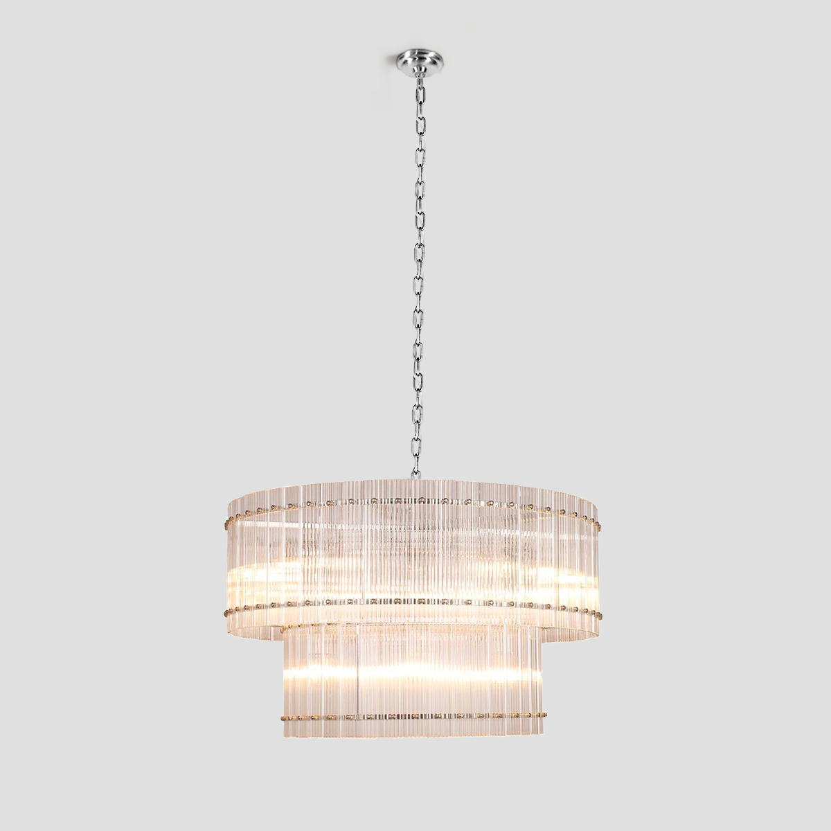 Laina Round Ribbed Glass Chandelier