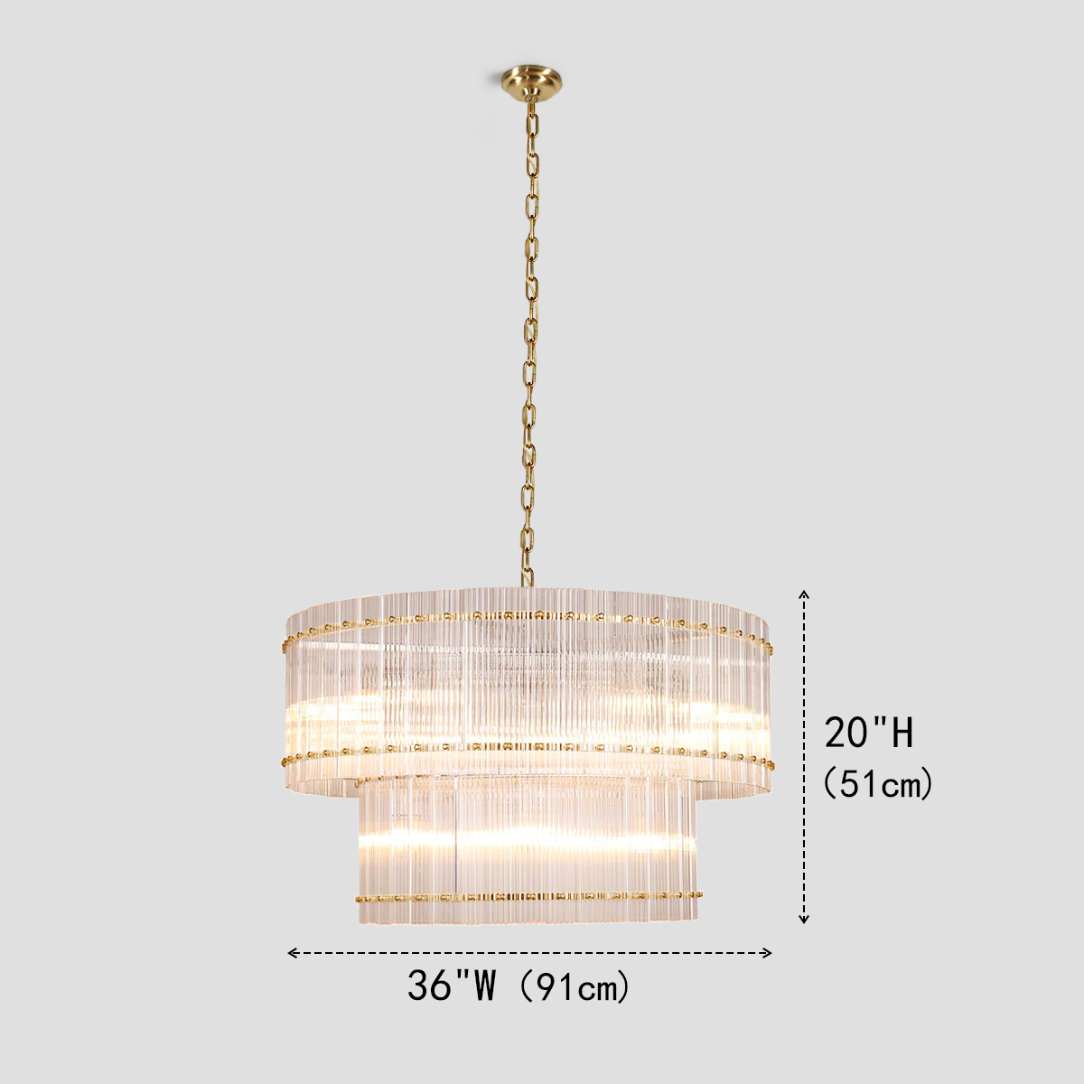 Laina Round Ribbed Glass Chandelier