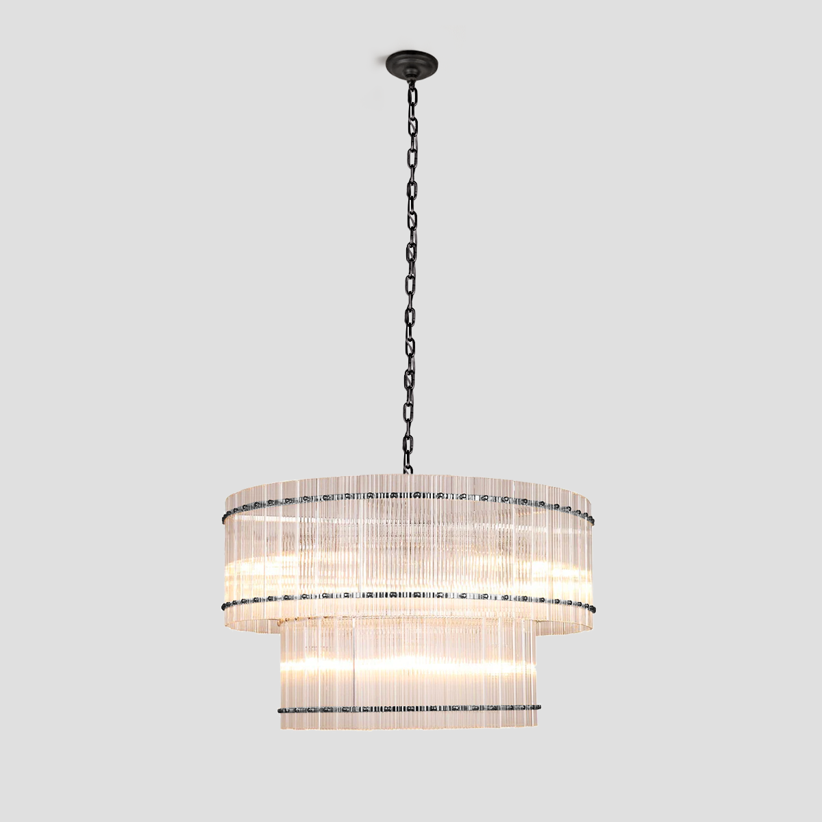 Laina Round Ribbed Glass Chandelier