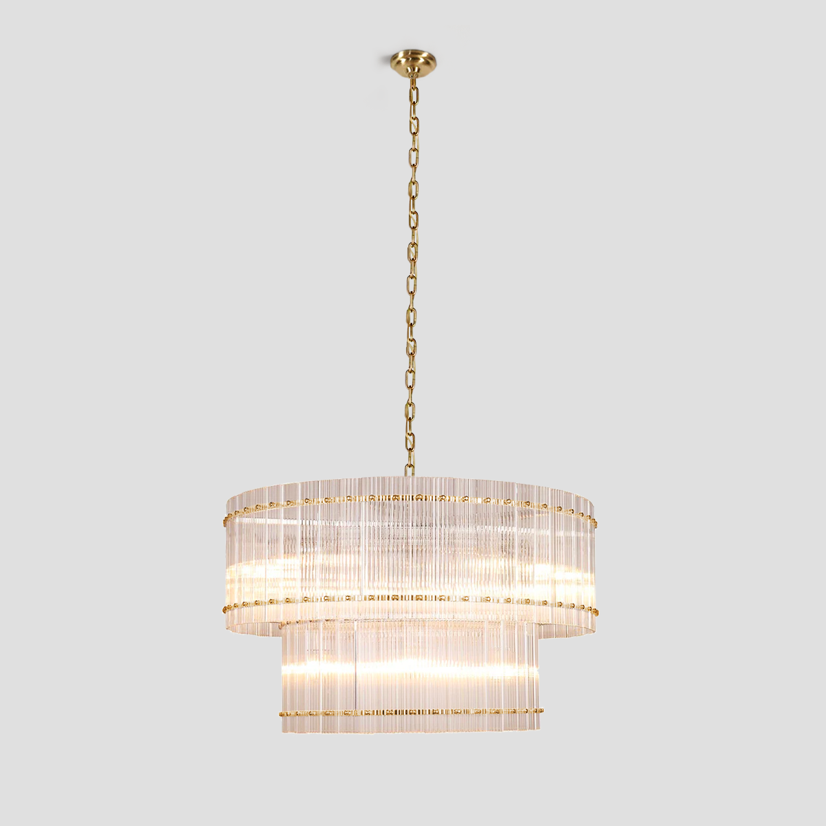 Laina Round Ribbed Glass Chandelier