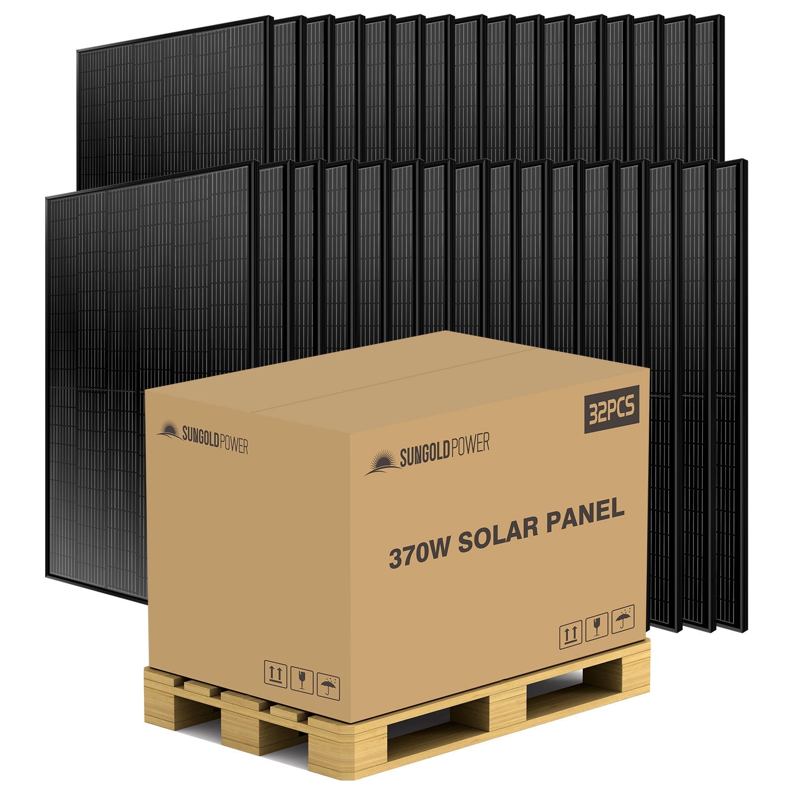 SunGold Power Monocrystalline PERC Bulk Solar Panels | 370W | 32 Panels per Pallet | 25 Year Warranty