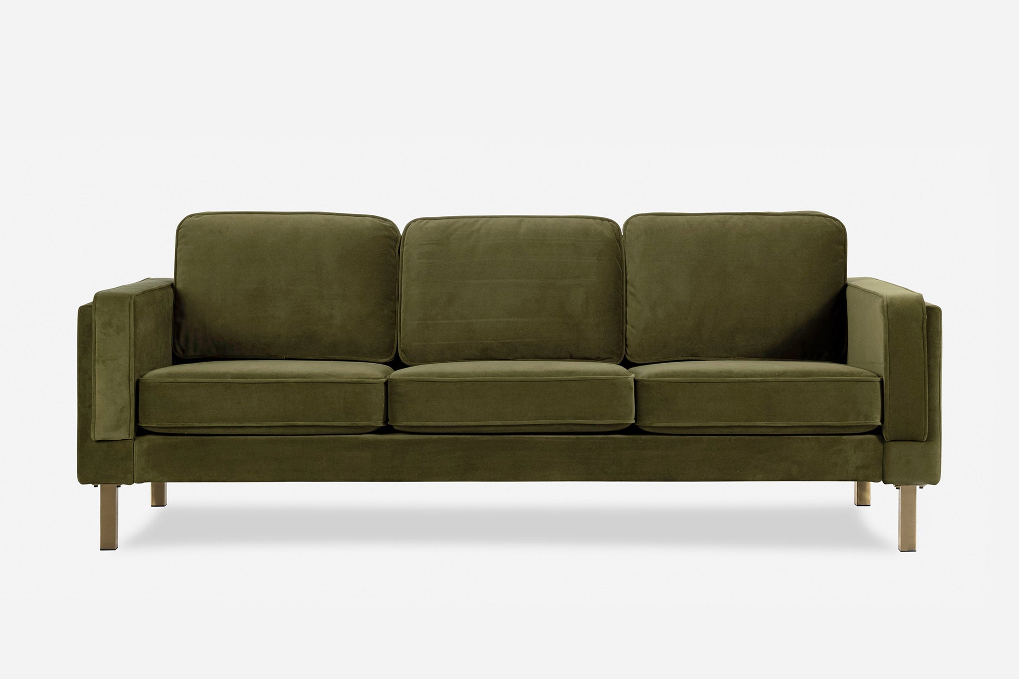 olive velvet walnut | Albany Sofa shown in olive velvet with walnut legs