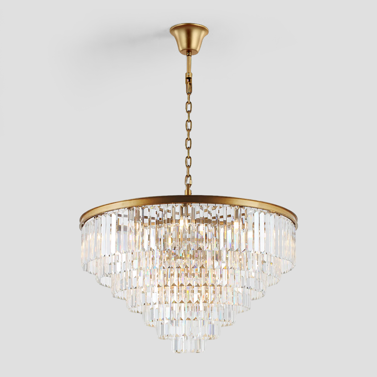 Falria Multi-Tier Clear/Smoke Crystal Round Chandelier