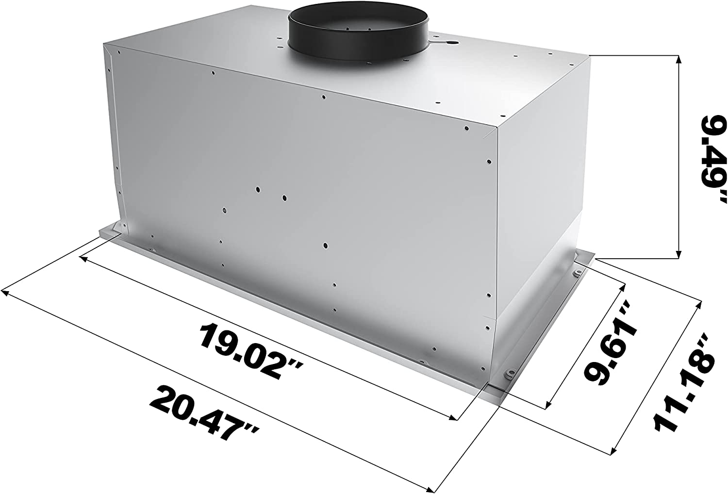 CIARRA 20" 450 CFM Built-in Under Cabinet Range Hood Insert in Stainless Steel with LED Lights