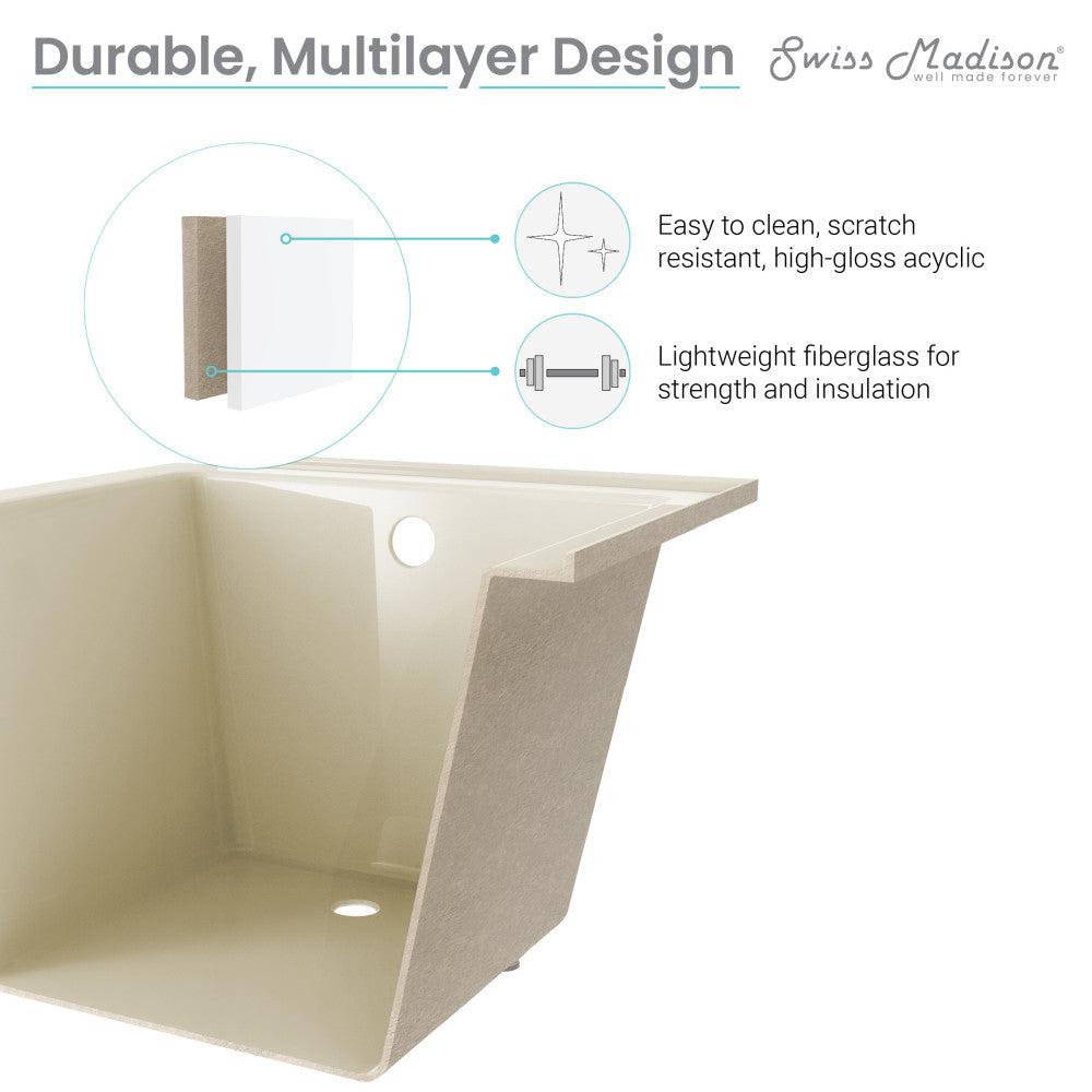 Swiss Madison Voltaire 60" x 30" Left-Hand Drain Alcove Bathtub in Bisque | SM-DB559BQ