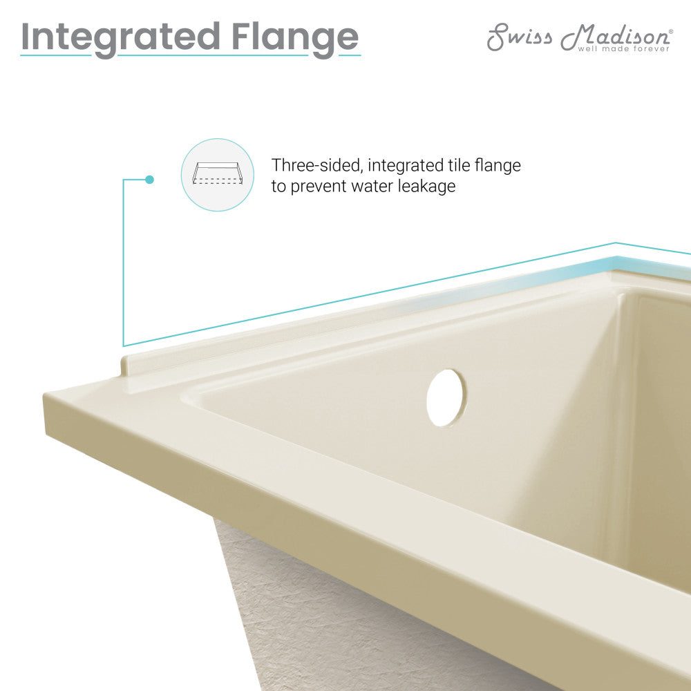 Swiss Madison Voltaire 48" x 32" Right-Hand Drain Alcove Bathtub in Bisque | SM-DB562BQ