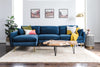 Blue Velvet Black Right Facing | Park Sectional Sofa shown in Blue Velvet with black legs Right Facing