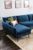 rust velvet black left facing | Park Sectional Sofa shown in rust velvet with black legs left facing