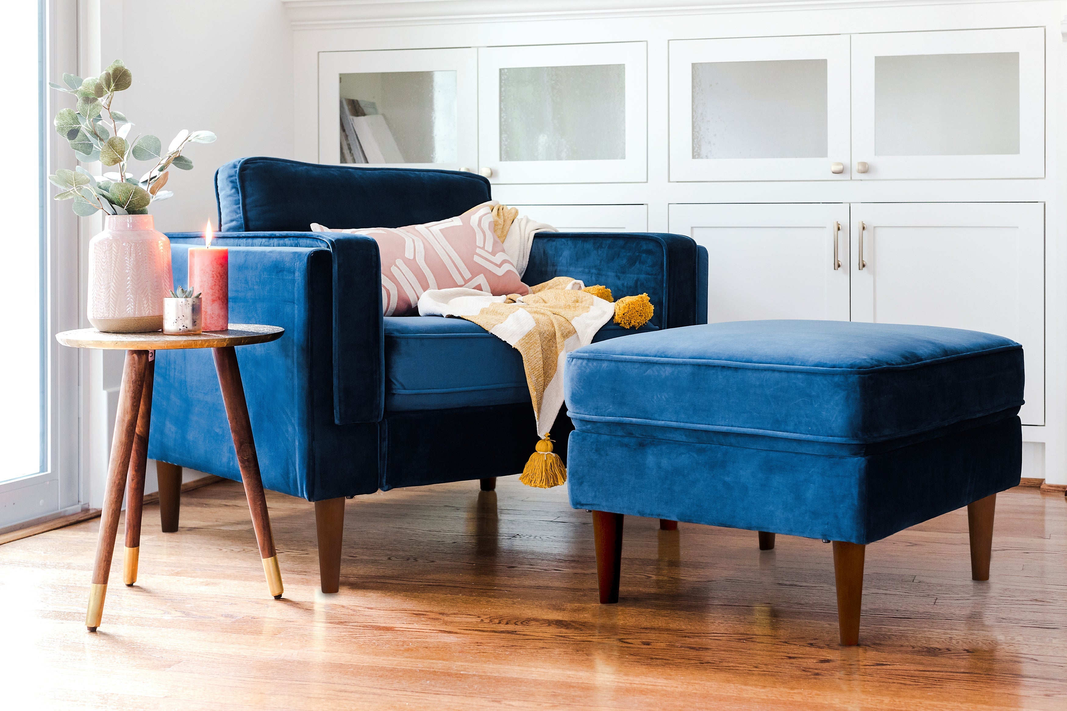 rust velvet walnut | Albany Armchair shown in rust velvet with walnut legs