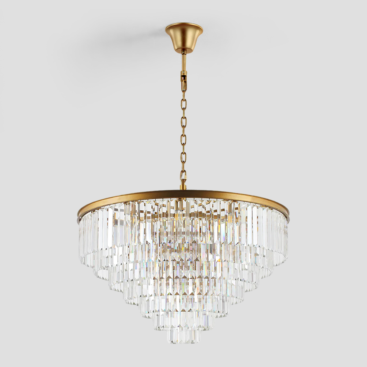 Falria Multi-Tier Clear/Smoke Crystal Round Chandelier