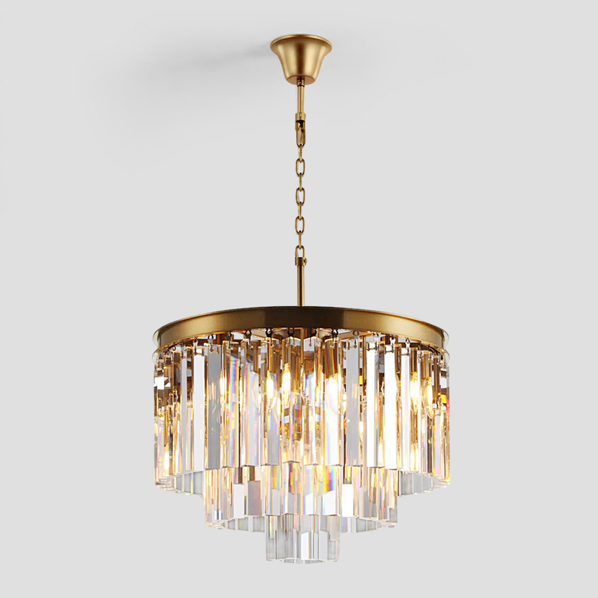 Falria Multi-Tier Clear/Smoke Crystal Round Chandelier