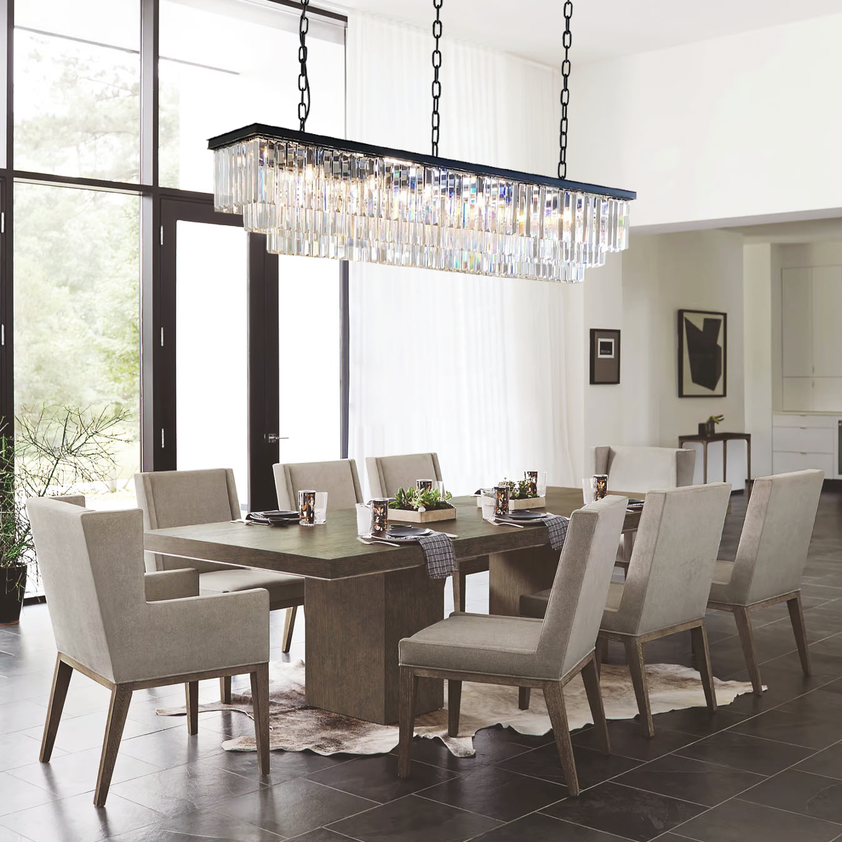 Falria 3-Tier Crystal Rectangular Chandelier