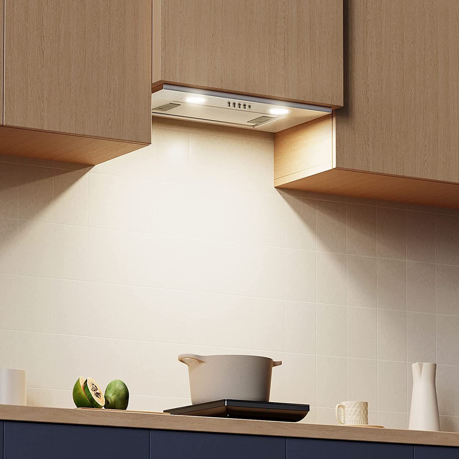 CIARRA 20" 450 CFM Built-in Under Cabinet Range Hood Insert in Stainless Steel with LED Lights