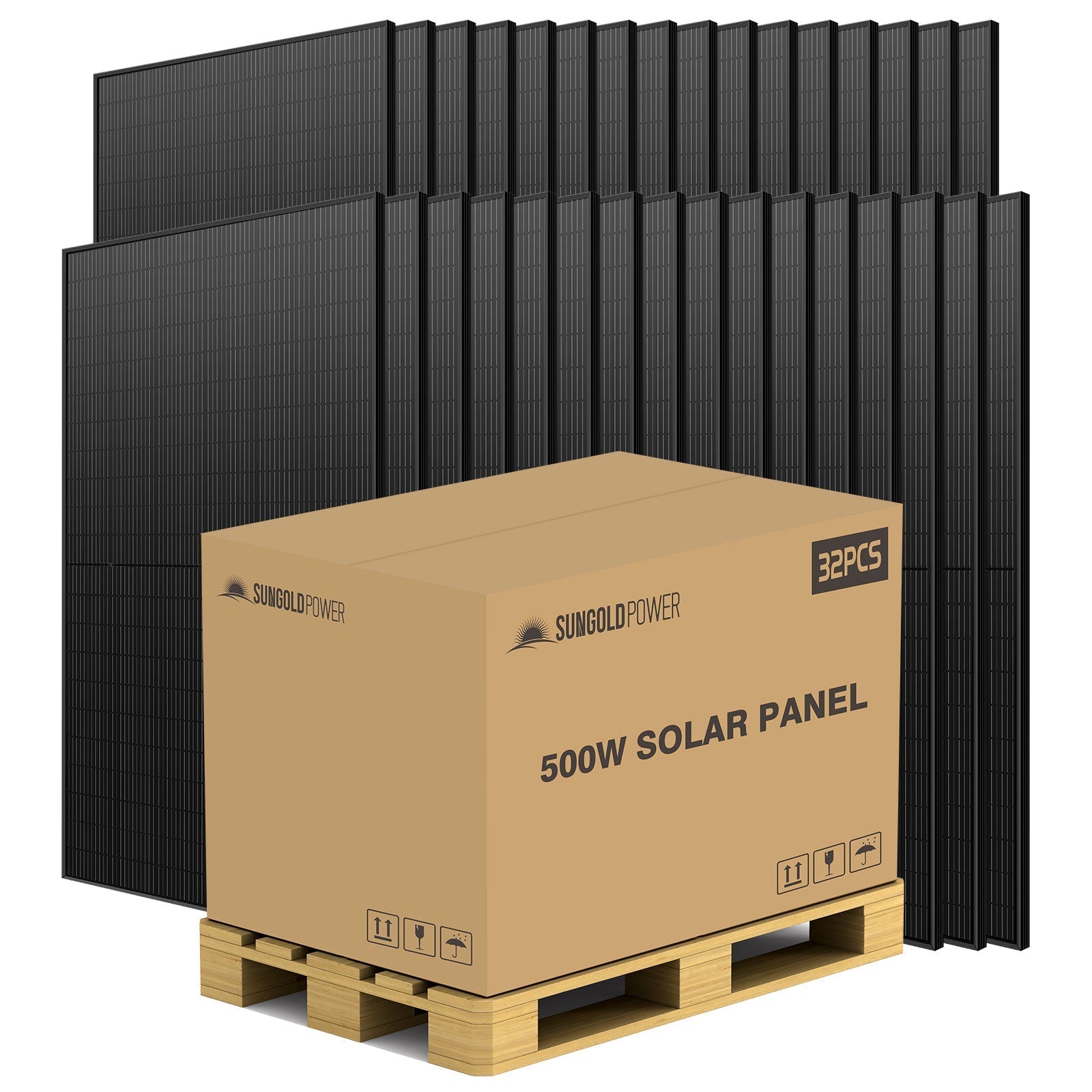 SunGold Power Monocrystalline PERC Bulk Solar Panels | 500W | 32 Panels per Pallet | 25 Year Warranty