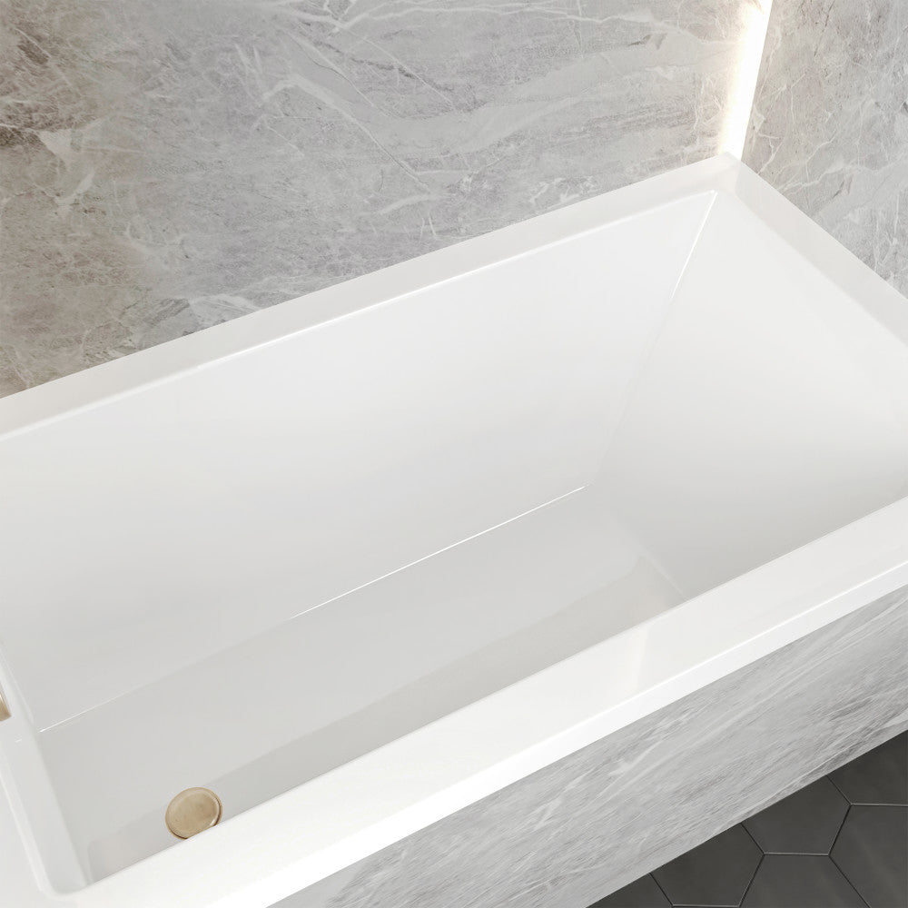 Swiss Madison Voltaire 54" x 30" Acrylic Glossy White, Alcove, Integral Left-Hand Drain, Bathtub | SM-AB562