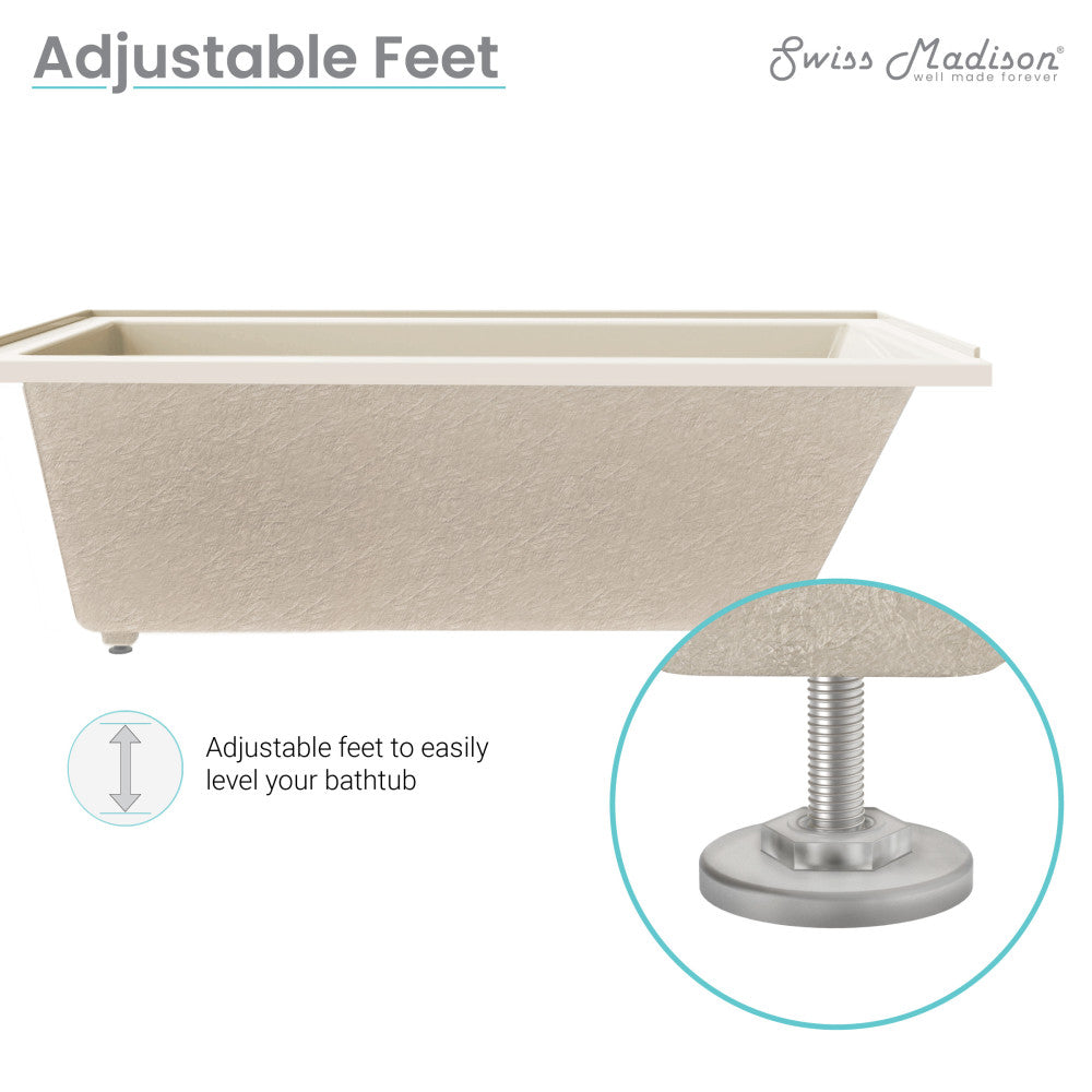 Swiss Madison Voltaire 48" x 32" Right-Hand Drain Alcove Bathtub in Bisque | SM-DB562BQ