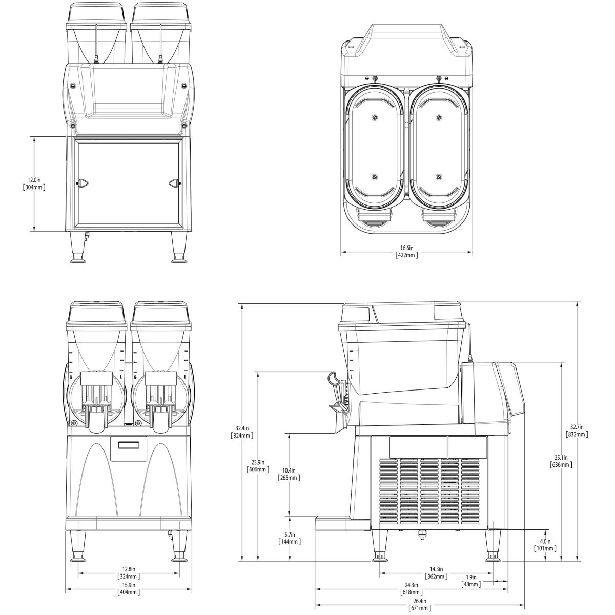 Bunn Frozen Slushy / Granita - ULTRA NX, 120V WHT/SST STD-HDL