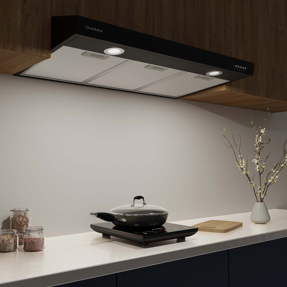 CIARRA 30" 200 CFM Under Cabinet Convertible Range Hood in Black with LED Lights