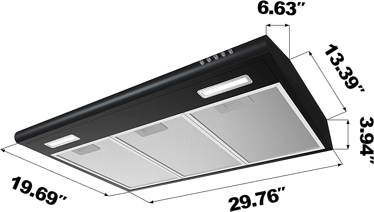 CIARRA 30" 200 CFM Under Cabinet Convertible Range Hood in Black