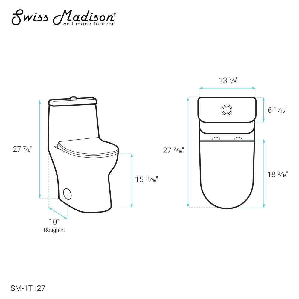 Swiss Madison Ivy One-Piece Toilet, 10" Rough-in 1.1/1.6 gpf | SM-1T127