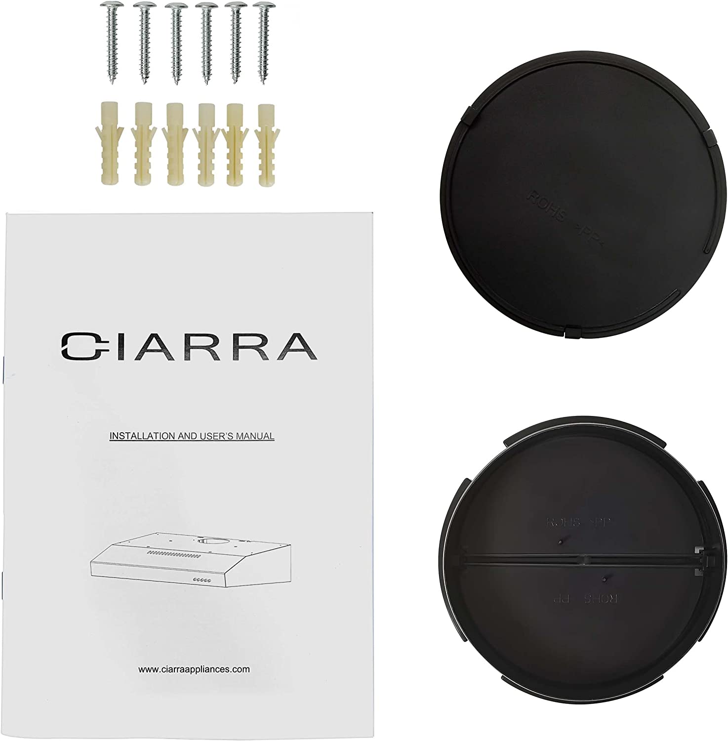 CIARRA 30" 200 CFM Under Cabinet Convertible Range Hood in Black with LED Lights